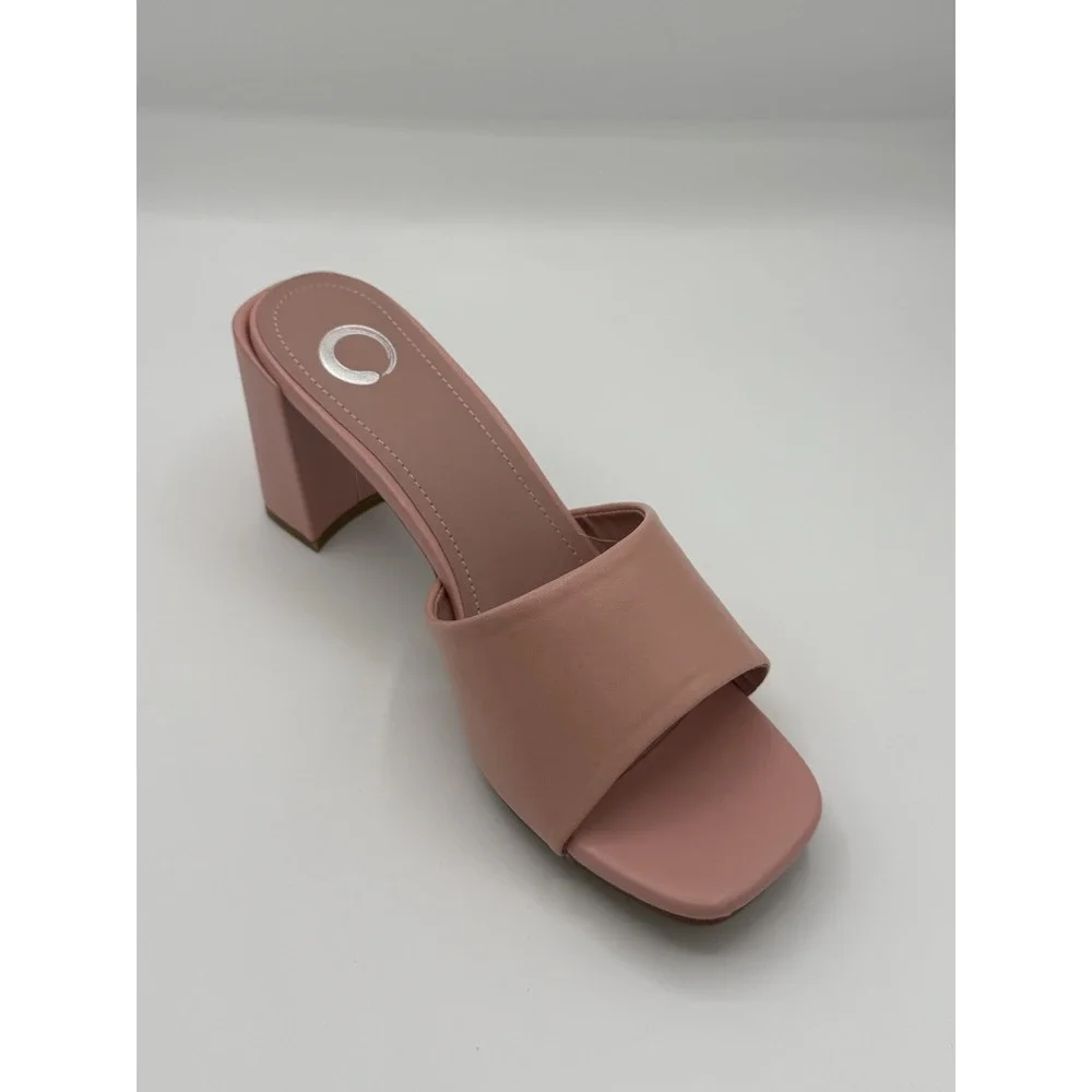 Journee‎ Collection Alisia women's 8.5 block heel slide pink vegan leather NEW!